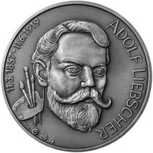 Adolf Liebscher - 160. výročí narození stříbro patina